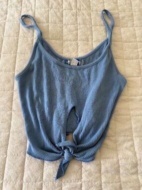 Urban Outfitters | Blue Tie-Front Tank Cropped | Size Med